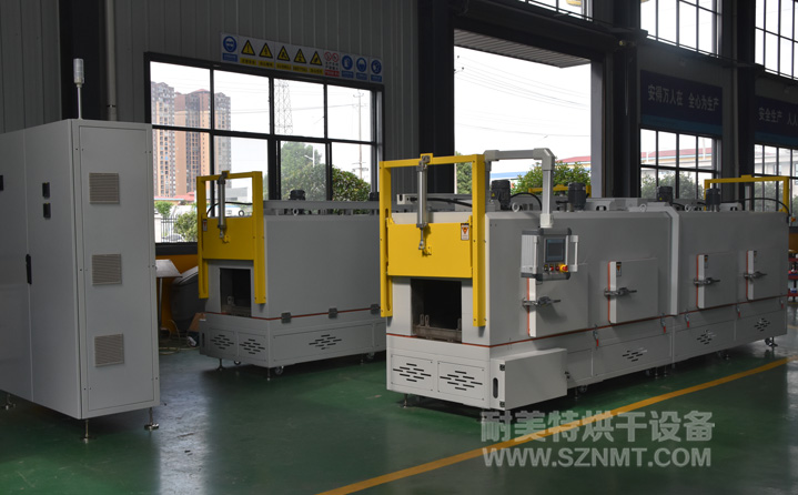 新能源汽車(chē)電機(jī)產(chǎn)品涂膠后膠水固化熱套冷卻通道加熱隧道爐